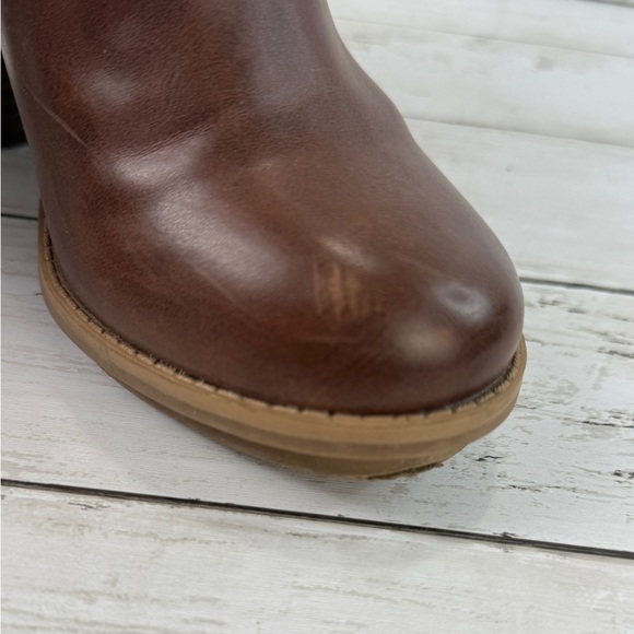 Brown Ankle Boot Bootie Zip Up Faux Leather Strap Target Womens 6.5 Block Heel - Picture 12 of 14